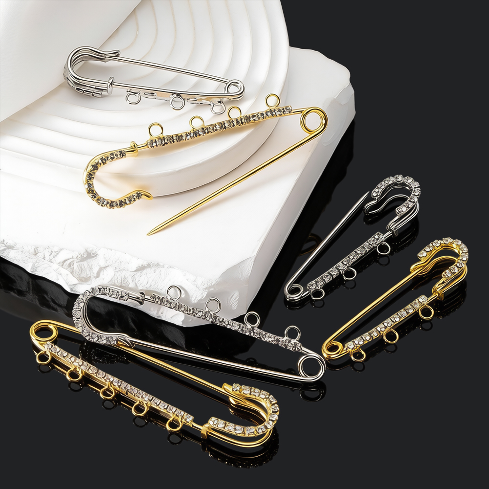 Jewelry Making Ring Tool - 5pcs Rhinestone Large Safety Pins Brooches